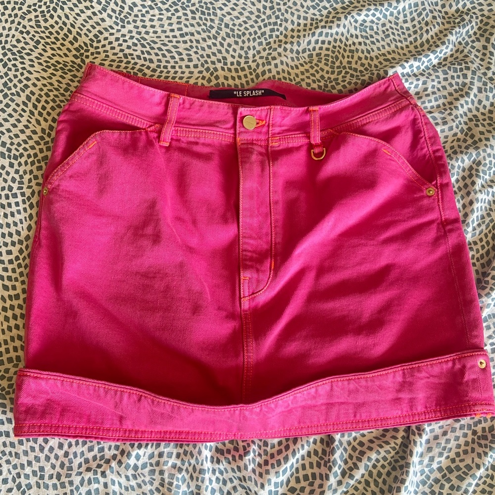 Jacquemus hot pink denim skirt